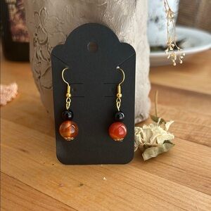 Elegant Gold and Black Beaded Earrings